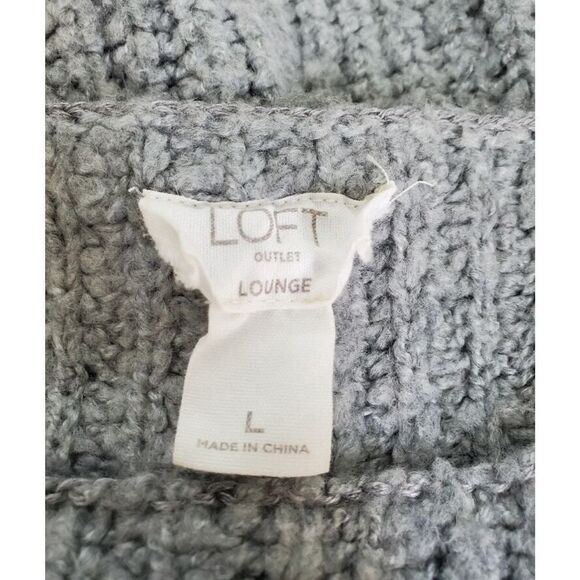 Loft Outlet Women's Sweater Large Gray Oversized Chunky 3/4 Sleeve - Picture 3 of 4
